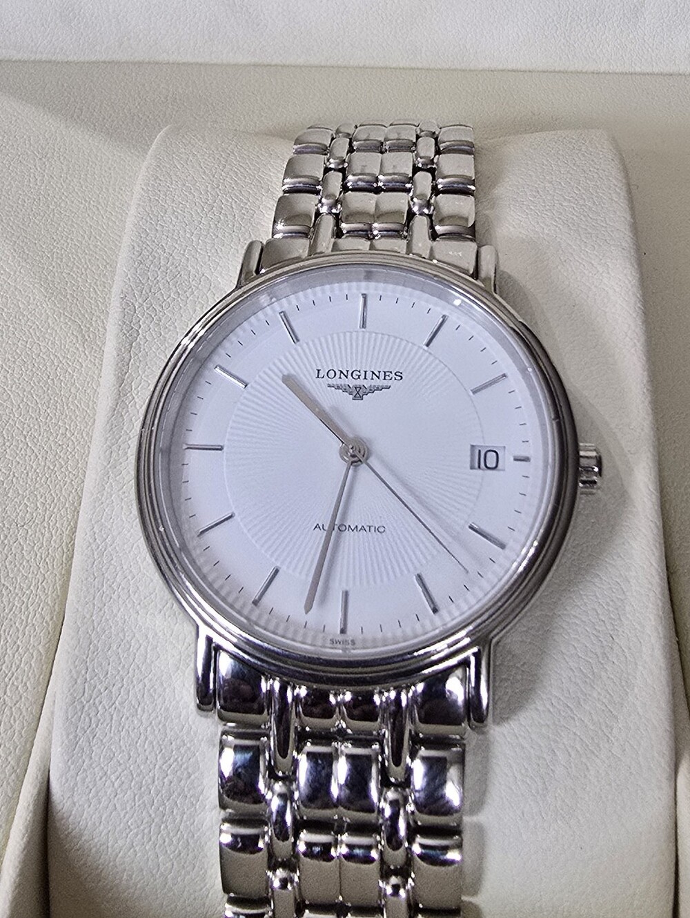 Longines Men's Silver Stainless Steel Watch with White Dial